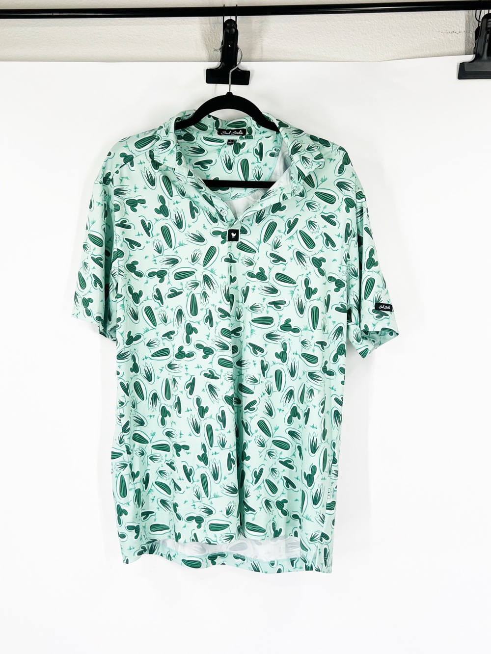 Bad Birdie Tony Saguaro Golf Polo Shirt Green Cactus Print